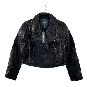 NWT ModCloth Faux Leather Black Moto Jacket Size NWT